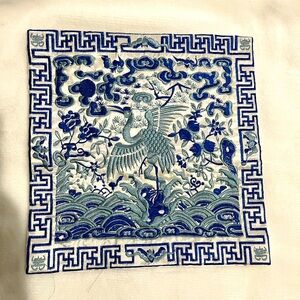 unique handmade Asian Japanese Crane Silk Embroidery mat
